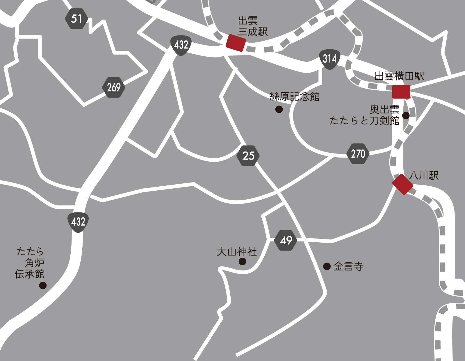 奥出雲町エリアマップ